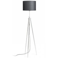 GARDETTE Stojací lampa, těleso hliník, povrch chrom lesk, stínítko textil černá, pro žárovku 1x42W, E27, 230V, IP20, tř.2. rozměry d=300mm h=1574mm, teleskopická noha