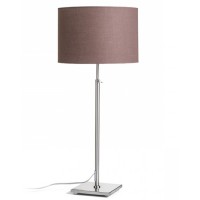 EDIKA Stolní lampa, stavitelná výška, základna kov, povrch nikl mat, stínítko textil hnědá, pro žárovku 1x42W, E27, 230V, IP20, tř.2. rozměry d=300mm h=796mm