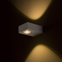 KORSO-II-LED Nástěnné venkovní svítidlo, základna kov, povrch lak černá mat/hliník mat, krycí sklo čiré, LED 2x3W, teplá 3000K, 780lm, Ra80, 230V, IP54, tř.1. rozměry 110x80x50mm, svítí nahoru/dolů