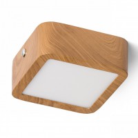 HUE SQ 9 Stropní, přisazené, čtvercové svítidlo, základna kov, povrch bílá/chrom černá/chrom/nikl mat/imitace dřevo buk, difuzor plast opál, LED 6W, 540lm, teplá 3000K, Ra80, stmívatelné, 230V, IP20, tř.2, rozměry 92x92x34mm