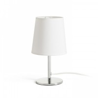 MINNIE Stolní lampa, základna kov, povrch chrom, stínítko textil bílá, nebo černá, pro žárovku 1x15W, E14, 230V, IP20, tř.1, rozměry d=132mm, h=240mm, vč vypínače na kabelu