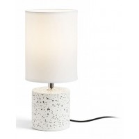 CAMINO Stolní lampa, povrch tělesa imitace teraso/cement, stínítko textil bílá, pro žárovku 1x28W, E27, 230V, IP20. rozměry d=150mm, h=335mm.