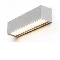 CAMARGUE Venkovní nástěnné svítidlo, těleso kov, povrch šedostříbrná/černá antracit, difuzor sklo opál, LED 6W, teplá 3000K, 230V, IP65, rozměry 220x53x55mm, svítí dolů.