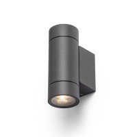 MIZZI NEW II 2c35W, GU10, IP65 Venkovní nástěnné svítidlo, těleso hliník, povrch černá antracit, pro žárovku 2x35W, GU10, 230V, IP65, rozměry d=65mm, h=166mm, svítí nahoru/dolů.