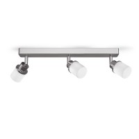 LINN Stropní přisazené nebo nástěnné svítidlo, těleso kov, povrch chrom, difuzor sklo opál, pro žárovku 3x3W, G9, 230V, do koupelny IP44, rozměry 400x110x80mm.