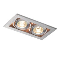 ZUNA 2X50W 12V Vestavné, bodové svítídlo, výklopné +-20°, těleso hliník, povrch česaný hliník, pro žárovku 2x50W, GU5,3, 12V, IP20, rozměry 180x100mm.