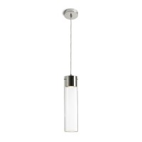 GARNISH 1X9W GU10 Závěsné svítidlo, základna kov, povrch chrom, difuzor sklo čiré, pro LED 1x9W, GU10, ES50, 230V, IP20, tř.1, rozměry d=100mm, h=400mm, závěs l=1050mm lze zkrátit