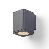 MIZZI SQ I Nástěnné, venkovní bodové svítidlo, těleso hliník, povrch černá antracit, sklo čiré, LED 1x12W, teplá, 3000K, 870lm 230V, IP54, tř.1, 140x100x100mm, svítí dolů