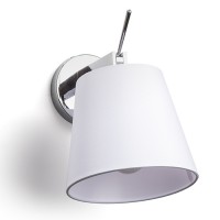 JERSEY Nástěnná lampa, základna kov, povrch chrom, stínítko nastavitelný sklon svícení, textil bílá, pro žárovku 1x42W, E27, 230V, IP20, tř.1, stínítko d=200mm, h=205mm, vč.vypínače