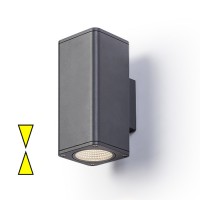 MIZZI SQ II Nástěnné, venkovní bodové svítidlo, těleso hliník, povrch černá antracit, sklo čiré, LED 2x12W, teplá, 3000K, 2x730lmlm 230V, IP54, tř.1, 220x100x100mm, svítí nahoru/dolů