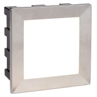 ANKLE LED Vestavné venkovní svítidlo do stěny, těleso hliník, rámeček nerez šedostříbrná mat, difuzor plast opál, LED 1x3,5W, neutrál 4000K, 163lm, 230V, IP65, tř.1. rozměry 55x135x135mm