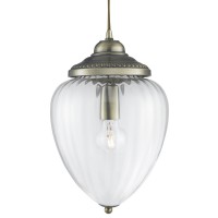 PENDANT Závěsné svítidlo, základna kov, těleso kov, krycí sklo čiré, pro žárovku 1x10W, E27, 230V, IP20, tř.1. rozměry sklo d=220mm, h=330mm, včetně závěsu l=1000mm, lze zkrátit