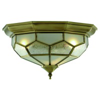 KURACEL ORIENT 2X7W E14 Stropní přisazené svítidlo, základna kov, těleso kov, povrch mosaz antická lesk, difuzor sklo mat, pro žárovku 2x7W, E14, 230V, IP20, tř.1. rozměry d=290mm h=180mm