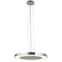 DISC-LED Závěsné svítidlo, základna kov, těleso kov, povrch chrom šedostříbrná lesk, difuzor sklo mat, LED 1x36W, Neutrál 4000K, 2340lm, 230V, IP20, tř.1. rozměry d=500mm h=40mm, včetně závěsu l=1000mm, lze zkrátit