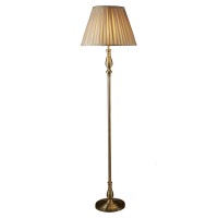 FLEMISH Stojací pokojová lampa, základna kov, těleso kov, povrch mosaz antická zašlá, stínítko textil norek, pro žárovku 1x10W, E27, 230V, IP20, tř.2. rozměry d=450mm h=1660mm