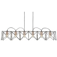 GERALENTO PENDANT 6X10W E27 Závěsné svítidlo, základna kov, těleso kov, povrch lak černá mat s detaily měď lesk, pro žárovku 6x10W, E27, 230V, IP20, tř.1. rozměry těleso 800x180x110mm, včetně závěsu l=1240mm, lze zkrátit