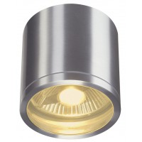 ROX QPAR111 Venkovní stropní bodové svítidlo, těleso kartáčovaný hliník, stínítko sklo, pro žárovku 1x9W, GU10, 230V, IP44, rozměry d=125mm, h=125mm.