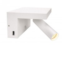 KARPO Bedside WL LED 6,6W USB Nástěnné svítidlo, nastavitelný směr svícení, těleso hliník, povrch bílá, LED 6,6W, 390lm, teplá 3000K, stmívatelné STEP vyp/zap vypínačem 3x vyp/zap, 230V, IP20, tř.1, rozměry: 180x85x127mm 2xUSB nabíječka 1,2A