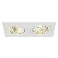 NEW TRIA  II LED Vestavné, bodové svítidlo, výklopné +-30°, těleso hliník, povrch bílá, nebo hliník broušený, LED 2x6W, teplá bílá 2700K/3000K, vyzař úhel 38°, Ra80, vč trafa 230V/350mA na kabelu, tř.2, 170x90mm, h=65mm