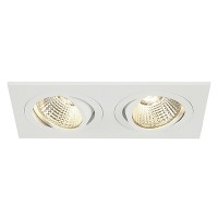 NEW TRIA  II LED Vestavné, bodové svítidlo, výklopné +-30°, těleso hliník, povrch bílá, nebo hliník broušený, LED 2x6W, teplá 2700K/3000K, vyzař úhel 38°, Ra80, vč trafa 230V/350mA na kabelu, tř.2, 170x90mm, h=65mm