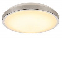 MARONA LED Stropní přisazené svítidlo, těleso kov, povrch chrom/šedá mat, difuzor plast opál, LED 15W, 1200lm, teplá 3000K, stmívatelné Triac, 230V, IP20, tř.1, rozměry d=300mm, h=86mm.