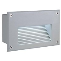 BRICK LED DOWUNDER Vestavné svítidlo do stěny, těleso hliník, barva šedostříbrná, LED 1,8W denní 5700K/120lm/Ra70, nebo teplá 3000K/110lm/Ra65, 230V, IP54, 170x105x70mm, dodávka včetně instalačního boxu, svítí dolů.