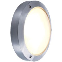 BULAN Stropní svítidlo, exteriérové, venkovní, těleso hliník, povrch bílá, šedostříbrná, česaný kov, 1x60W, E14, 230V, IP44, d=275mm, l=70mm