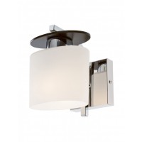 SHAPE Nástěnné svítidlo, základna kov, povrch chrom a wenge, stínítko foukané sklo bílá opál, pro žárovku 1x28W, E14, 230V, IP20, tř.1, rozměry 160x165x140mm