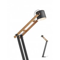 DOSTE FL 1x42W, E27 Stojací lampa, nastav. směr svícení, těleso kov a dřevo světlé, povrch černá, pro žárovku 1x42W, E27, 230V, IP20, tř.2, rozměry 300x1435x630mm, včetně vypínače kabelu.