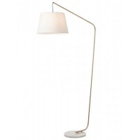 KERMIT Stojací lampa, těleso kov, povrch černá mat/zlatá mat, stínítko textil šedá/béžová, pro žárovku 1x42W, E27, 230V, IP20, tř.2, rozměry d=400mm, h=1800mm.