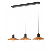 VALEZ HL 3x42W E27 Závěsné svítidlo, základna kov, povrch černá, stínítko dřevo světlé, pro žárovku 3x42W, E27, 230V, IP20, tř.1, rozměry 830x110x240, vč závěs kabelu l=1135mm, lze zkrátit.