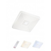 AGROD 24W, CCT Stropní svítidlo, těleso kov, povrch bílá, difuzor plast opál se třpyt. efektem, LED 24W, CCT nastav teplota teplá 3000K, denní 6500K, 1800lm, dálk ovl. stmív.,230V, IP20, tř.1, rozměry 375x375x60mm.