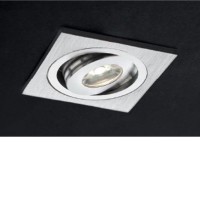 LOTO SQUARE LED 1X1W Vestavné stropní bodové svítidlo, těleso hliník, povrch broušený/bílá mat, difuzor polykarbonát, nastavitelný směr svícení, LED 1x1W, 67lm, neutrální 4000K, 230V, IP20, tř.1, rozměry 52x52x44,5mm