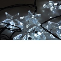 20xLED hvězdy bílá 3m 230V Vánoční dekorace řetěz 20x LED, hvězdy, denní bílá, délka svítící části 3m, rozteč LED 15cm, svítí stále, napájení adaptér 230V, IP20, zelený kabel, přívod 3m