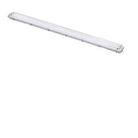 HULST 2x150W, T8/G13 Stropní průmyslové prachotěsné svítidlo, těleso kov šedá, krycí plast čirý, pro LED zářivku 2x150cm, T8/G13, 230V, IP65, rozměry 102x76mm, l=1562mm, LED zářivku SAMOSTANĚ, jednostranné zapojení