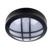 DRUMS IP65 Přisazené, venkovní svítidlo s ochranným košem, těleso plast, povrch černá, difuzor plast opál, LED 13W/910lm, 20W/1500lm, neutrální 4000K, 230V, Ra80, IP65, rozměry dle typu.