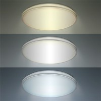 ELVIS 18W, 24W, IP54, CCT Stropní svítidlo, těleso kov, povrch stříbrná, dif plast opál, LED 18W/1530lm, 24W/2150lm, přepín. CCT teplá 3000K - denní 6500K, 230V, zvýš. krytí IP54, rozměry dle typu.