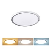 SOKA 18W/24W CCT IP54 Stropní svítidlo, těleso plast stříbrná, dif plast opál, LED 18W/1620lm, 24W/2160lm, přepín. CCT teplá 3000K-denní 6500K, 230V, do koupelny IP54, rozměry dle typu.