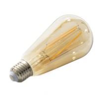 LED žárovka retro vintage 4W Světelný zdroj, základna kov, difuzor sklo jantar, žárovka LED 4W, E27, ST64, COB, teplá 2200K, 370lm, Ra80, 230V, rozměry d=64mm, l=148mm