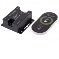 OVALE CCT regulátor stmívač Jednokanálový RF bezdrátový stmívač pro LED, ovládání barvy a jasu CCT, 12V-24V, 216-432W, 12A, 144W/12V, 288/24V s bezdrátovým ovladačem, dosah 20m, funkce zap/vyp, plynulé rozsvícení/stmívání po dobu držení tlačítka