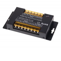 LED RGBW zesilovač 4x8A Čtyřkanálový opakovač, zesilovač signálu, pro LED RGBW pásky, napájení 5V-24V, zátěž 4x8A =384W/12V, 768W/24V, rozměry 	148×75×24mm.
