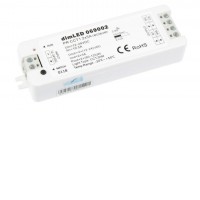 RF-DIM přijímač 2x5A 12-24V CCT RF přijímač pro stmívání CCT LED pásků zátěž max 2x5A, 12V/120W, 24V/240W, napájení 12-24V, dosah až 100m, rozměry 97x33x18mm, lze spárovat max 10 vysílačů na 1 přijímač