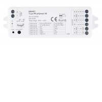 Tuya, Wifi, RGBW-CCT 5x3A 12V/180W, 24V/360W LED ovladač přijímač pro ovládání LED pásků, ovládání telefonem smart systém Tuya, Wifi, RGBW+CCT 5CH, nastavení teploty světla, stmívání, zap/vyp, napájení 5x3A, 12V - 36W/ kanál, 180W celkem, 24V -360W, IP20, rozměry 114x38x20mm