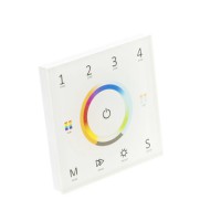 RF-DIM RGBW-CCT 4K RF bezdrátový nástěnný dálkový ovladač pro řízení RGBW, CCT LED pásků dosah až 30m, 4 nezávislé zóny, napájení 85-265VAC, rozměry 86x86x33mm
