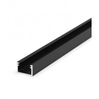 mmLED profil U 11x7mm Přisazený hliníkový profil pro LED pásek max šířka LED pásku 8mm, materiál hliník, povrch černá, rozměry11x7mm, 2000mm, koncovky a difuzor SAMOSTATNĚ