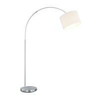 JOJO Stojací lampa, základna kov, povrch nikl mat, stínítko textil bílá, černá, hnědá, difuzor sklo mat, pro žárovku 1x28W, E27, 230V, IP20, zař.tř.2, h=1500-2150mm, vyložení max 1000mm