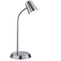 NARCOS Stolní lampa, husí krk, materiál kov, povrch nikl mat, bílá mat, difuzor plast opál, LED 1x4,7W, teplá 3000K, 470lm, 230V, IP20, tř.1, přímé stmív LED, rozměry 150x230x380mm, vč. vypínače.