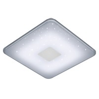 SAMURAI Stropní svítidlo, základna plast, povrch bílá, difuzor sklo opál, imitace hvězd, LED 1x30W, nastav teplota 3000-5500K, 2400lm, 230V, IP20, tř.1, přímé stmív LED, rozměry 425x425mm, h=60mm, vč. dálkového ovládače.