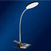 LUCY Stolní kancelářská lampa s klipem, nastav směr svícení, husí krk, těleso kov, povrch bílá/černá/červená/stříbrná, difuzor plast opál, LED 5W, teplá 3000K, 420lm, 230V, IP20, rozměry h=400mm.