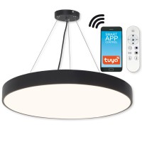 METAL 60 RC SMART Závěsné svítidlo, těleso kov, povrch černá, nebo bílá, difuzor plast opál, LED 60W, 6000lm, dálk ovl, nebo Tuya app, WiFi stmívatelné 10-100% CCT nastavit teplá 3000K - denní 6500K, Ra80, RGB, 230V, IP20, d=600mm, vč záv h=1350mm